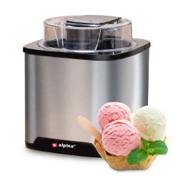 alpina IJsmachine - Roomijs, Frozen Yoghurt, Sorbet, etc - 2 L - Zelfuitschakeling - RVS - Zilverkleurig
